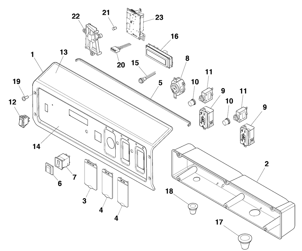 Control Panel Diagram and Parts List for 030728-01  Briggs and Stratton Generator